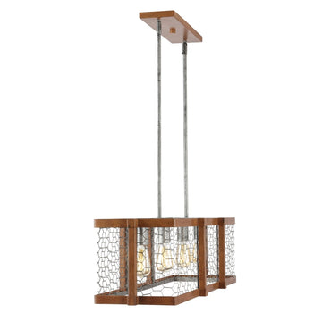 Gaines 34.5" Linear Adjustable Iron Rustic Industrial LED Pendant - JONATHAN Y